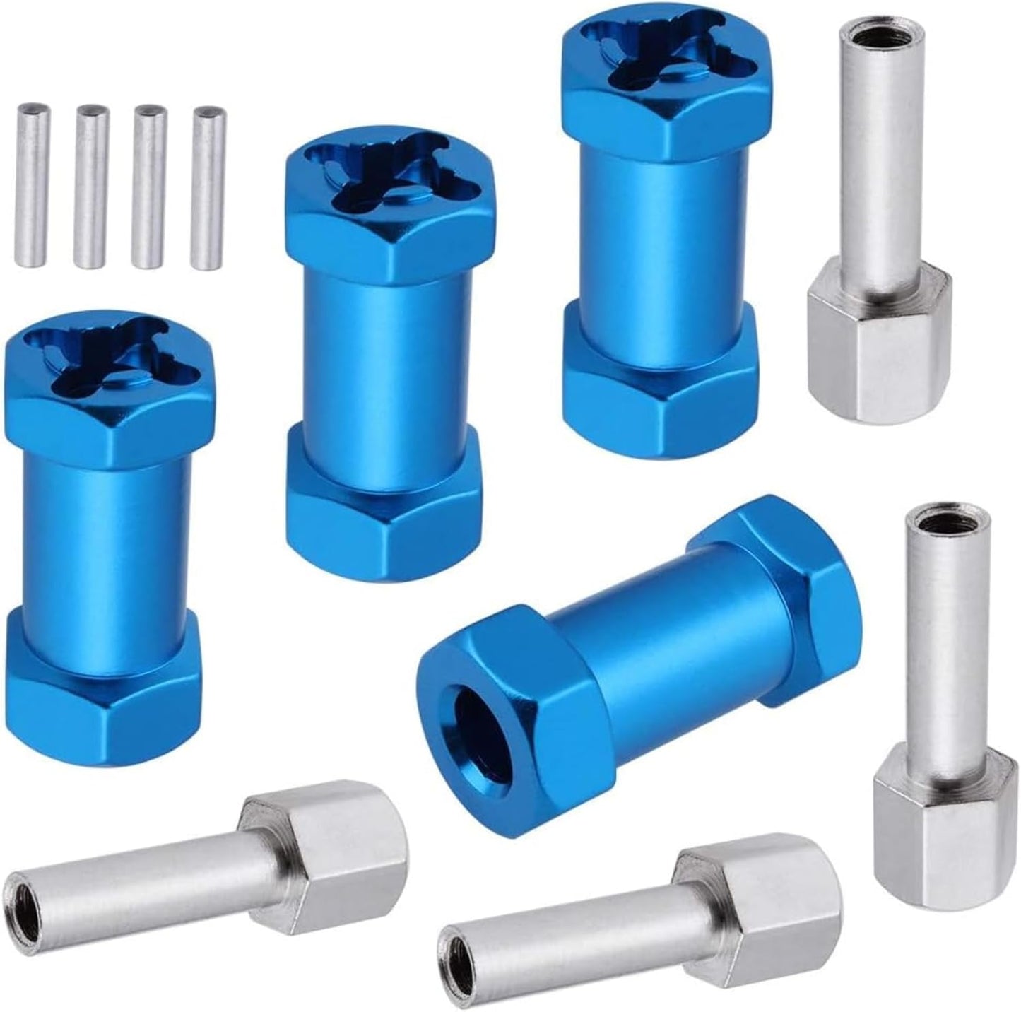 4-Pack  RC Wheel Spacers 12Mm Hex Drive Hubs Combiner Coupler Aluminum 25Mm Offset Extension for 1/10 RC Crawler Car Parts (Blue)