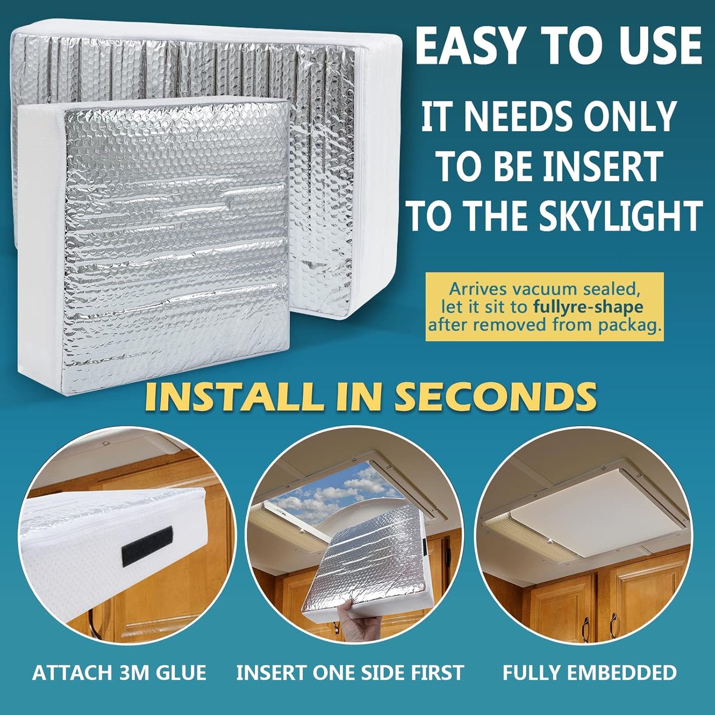 Stay Cool & Save Energy! 🌞✨ Universal 14"x14" RV Vent Insulator - 2 Pack Skylight Covers with Reflective Surface for Your RV/Camper! 🏕️🚐 #RVLife #EnergySavings