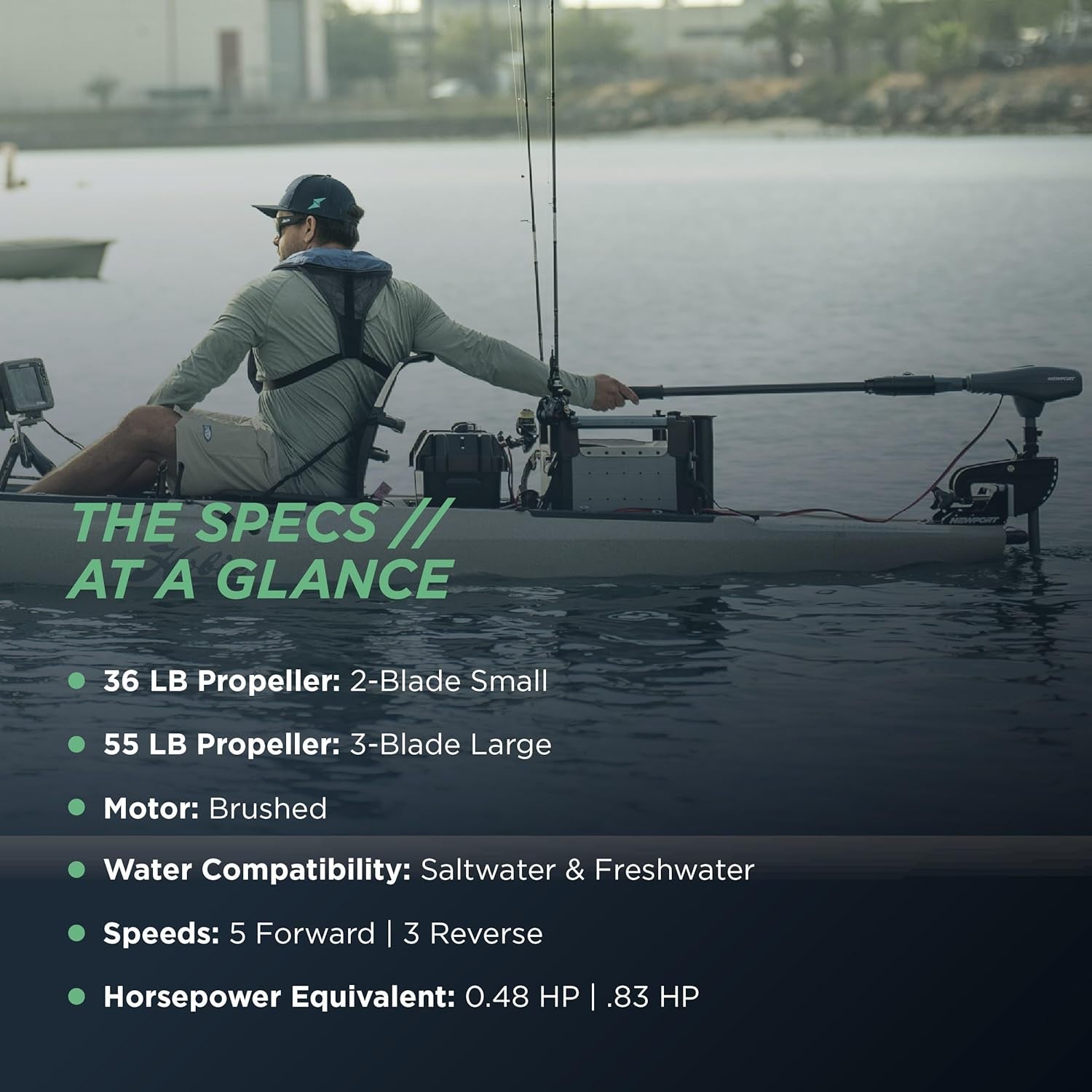 Power up your adventures with the Newport Kayak Series 55Lb Thrust Electric Trolling Motor! Perfect for saltwater fun, featuring a handy LED battery indicator and a 24" shaft. Get ready to explore! 🌊🚣‍♂️ #KayakLife #TrollingMotor #AdventureAwaits
