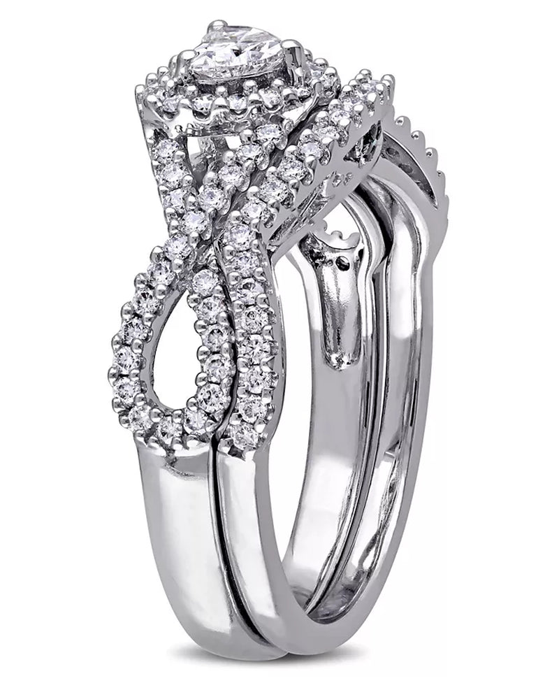 Certified Diamond (3/4 Ct. T.W.) Heart-Shape Infinity Bridal Set in 14K White Gold