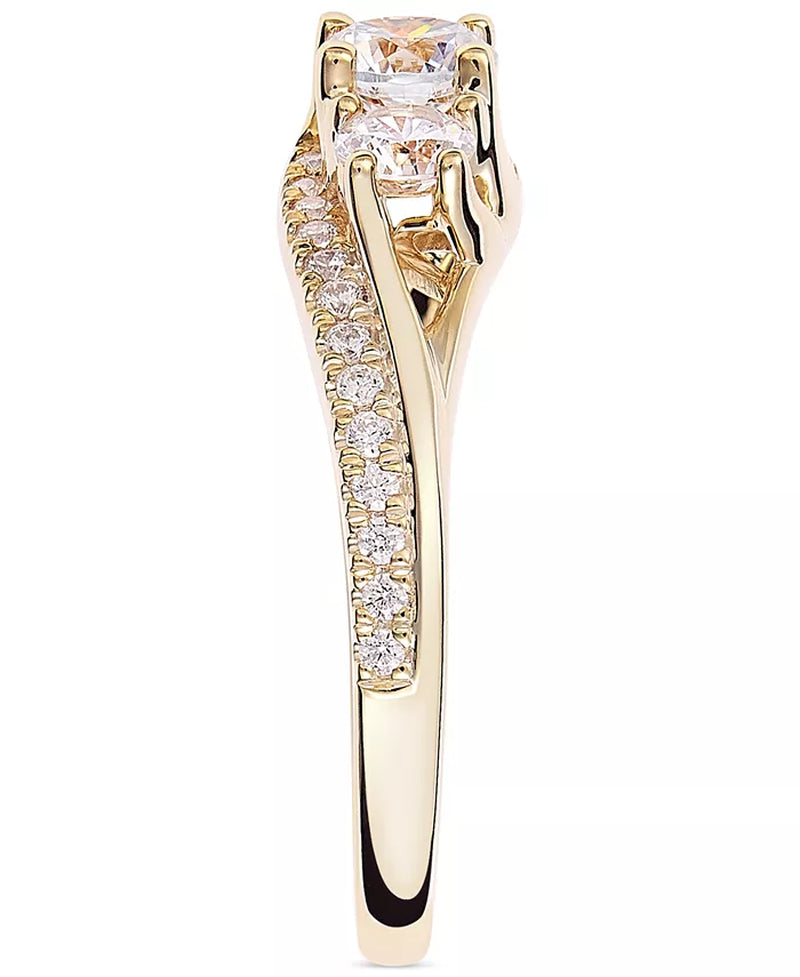 Diamond Three Stone Engagement Ring (1 Ct. T.W.) in 14K Yellow Gold