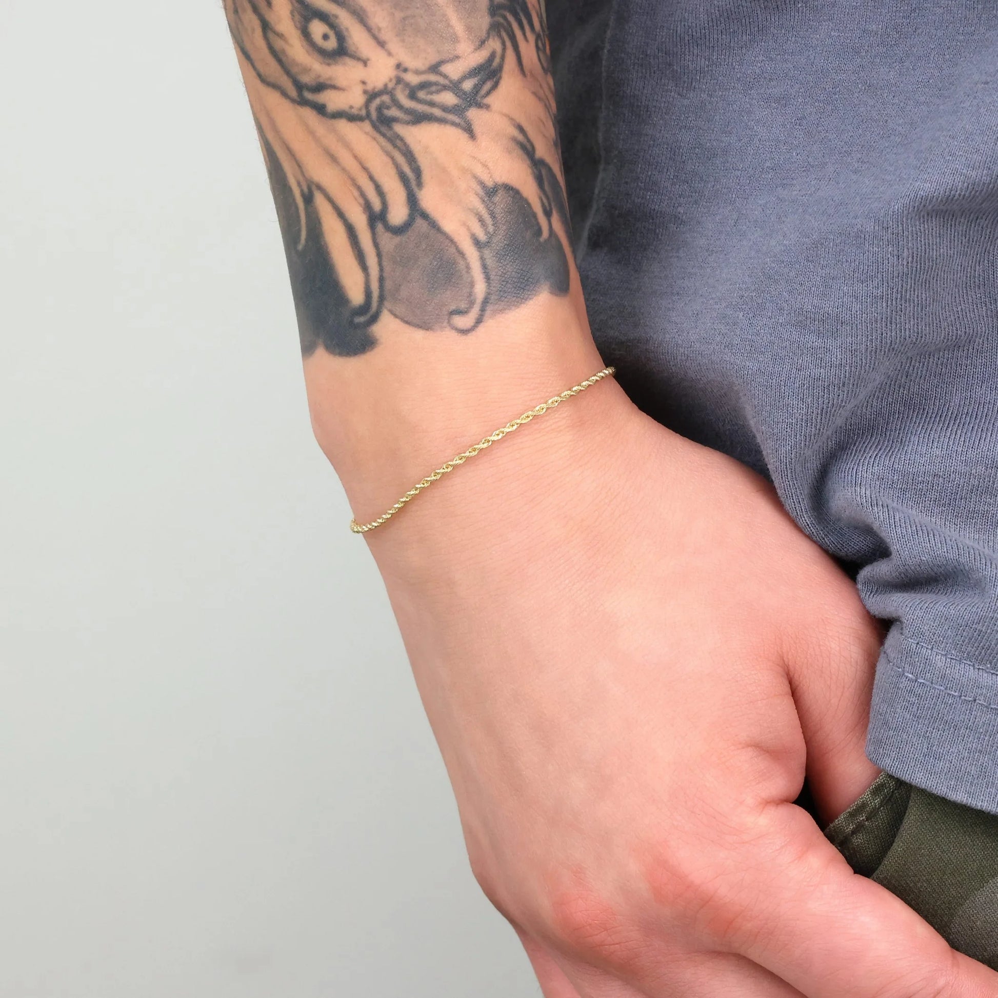 14K Real Yellow Gold 1.5Mm Solid Rope Chain Diamond Cut Bracelet or Anklet (7"-9") Italian Jewelry for Men & Women