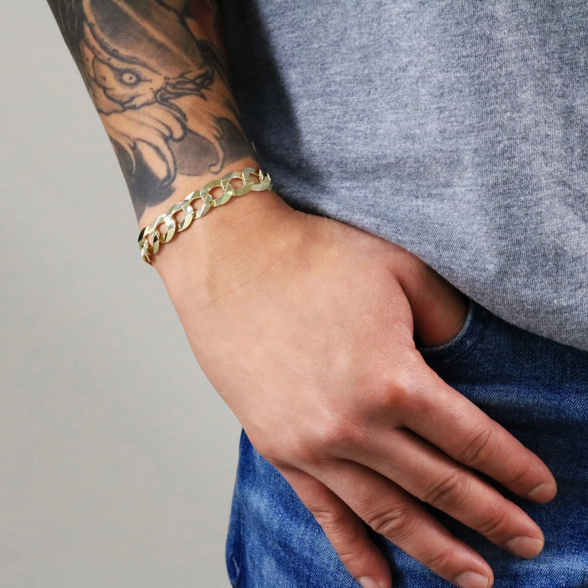 Exquisite 14K Solid Yellow Gold Cuban Curb Link Bracelet for Men - 11.5mm Width, 7.5"-9" Length, Italian Craftsmanship