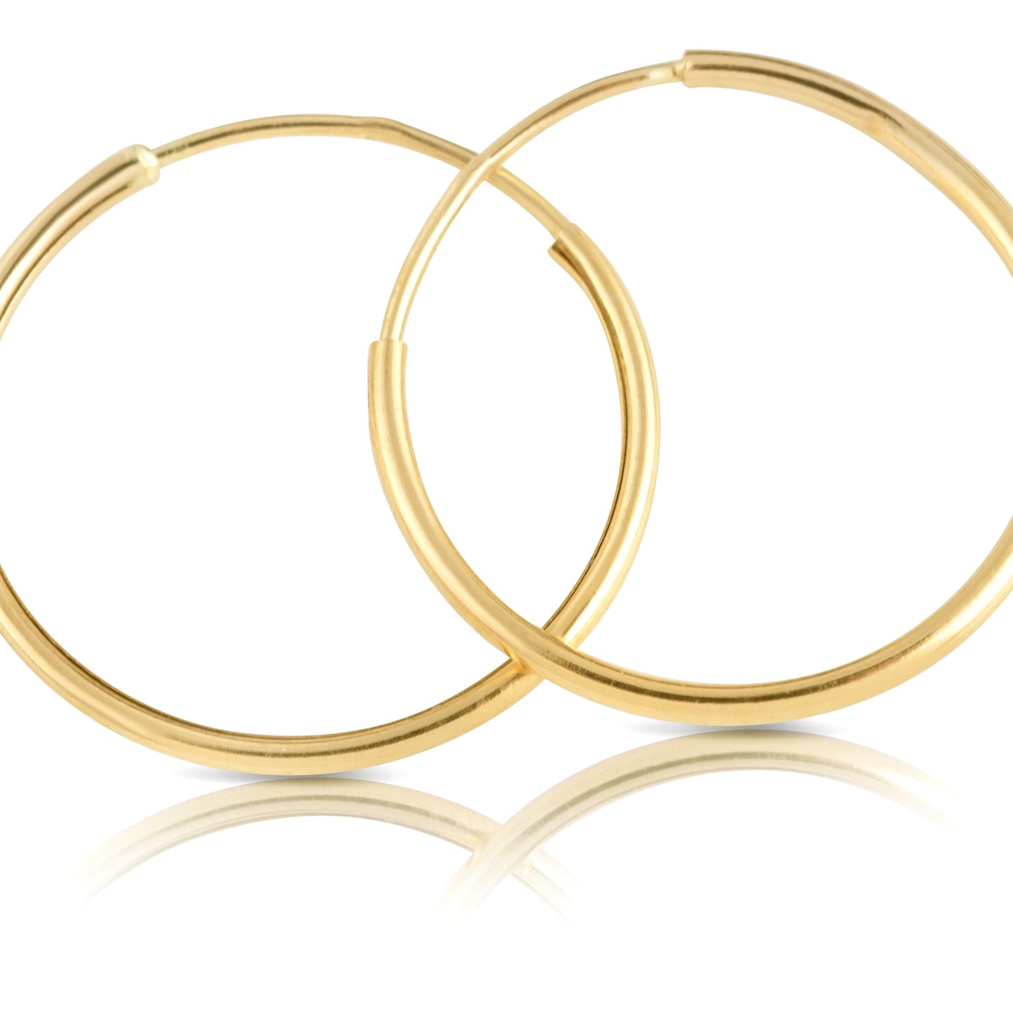 14K Yellow Gold Women'S Endless Tube Hoop Earrings 1Mm Thick X 14Mm Diameter