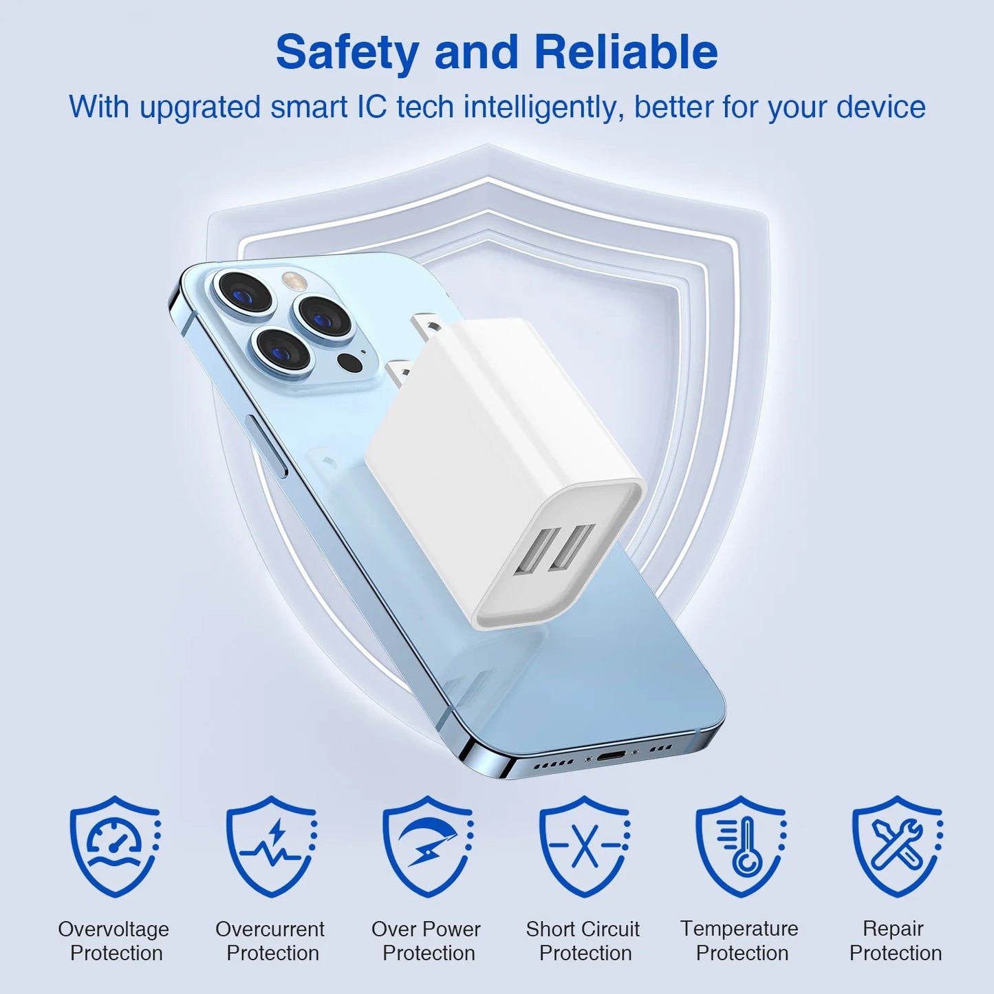 2 Pack Fast Charger, 24W PD USB C Wall Charger Adapter with 6FT and 10FT a to L Cable Compatible with Iphone Charger for Iphone 16，Iphone 15 ,Iphone 14 ，Iphone 13 ,Iphone 12