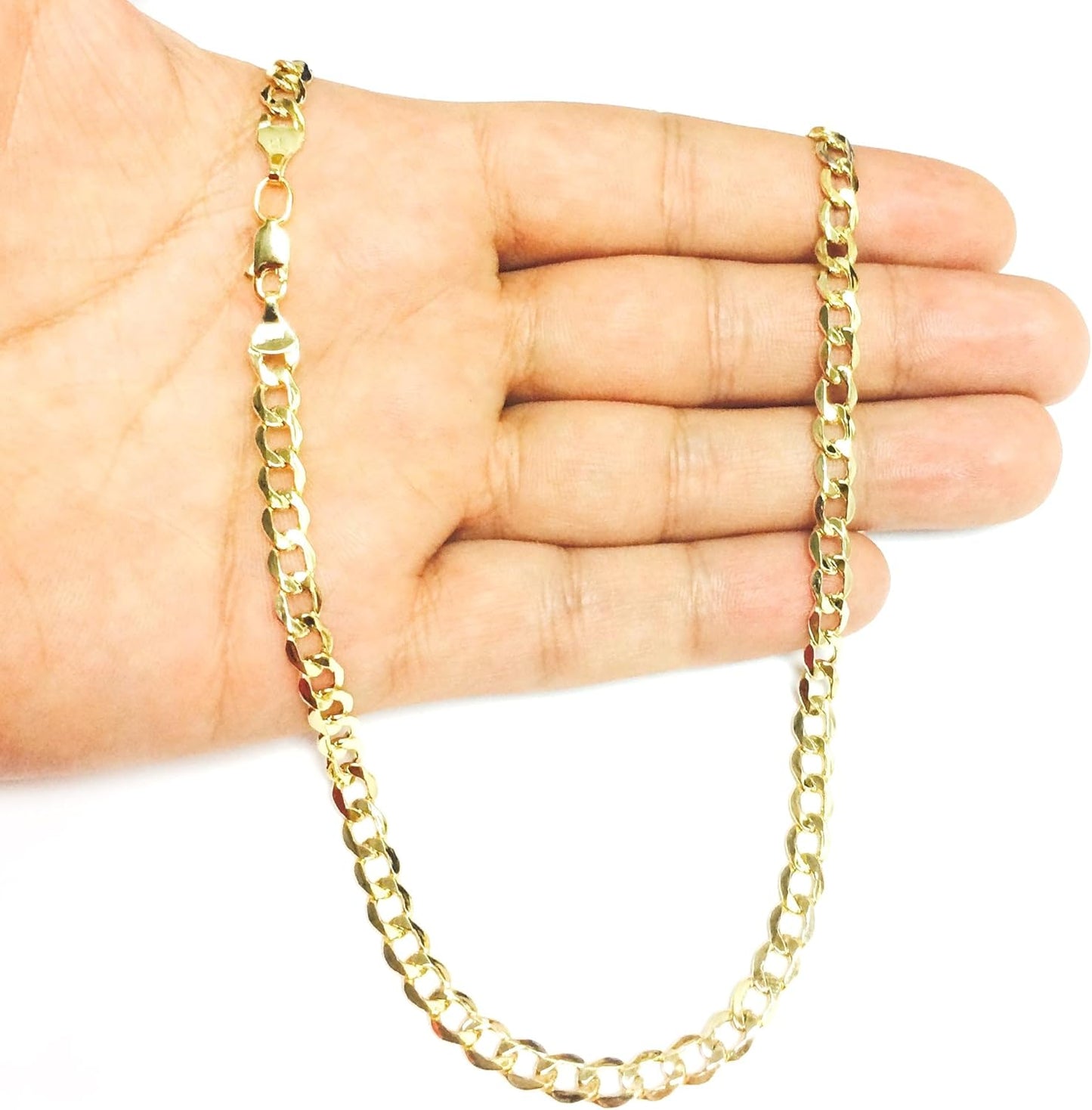 14K Yellow Gold Curb Hollow Chain Necklace, 5.5Mm
