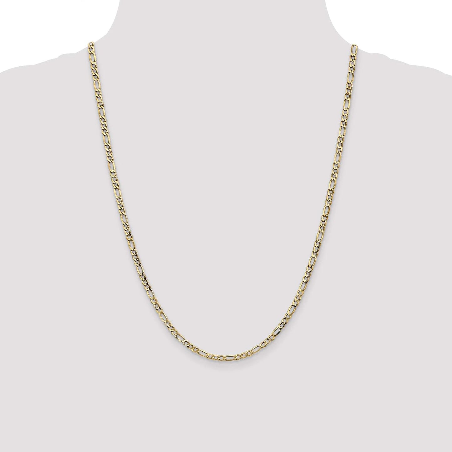 14 Karat Yellow Gold 3.5Mm Semi-Solid Figaro Chain