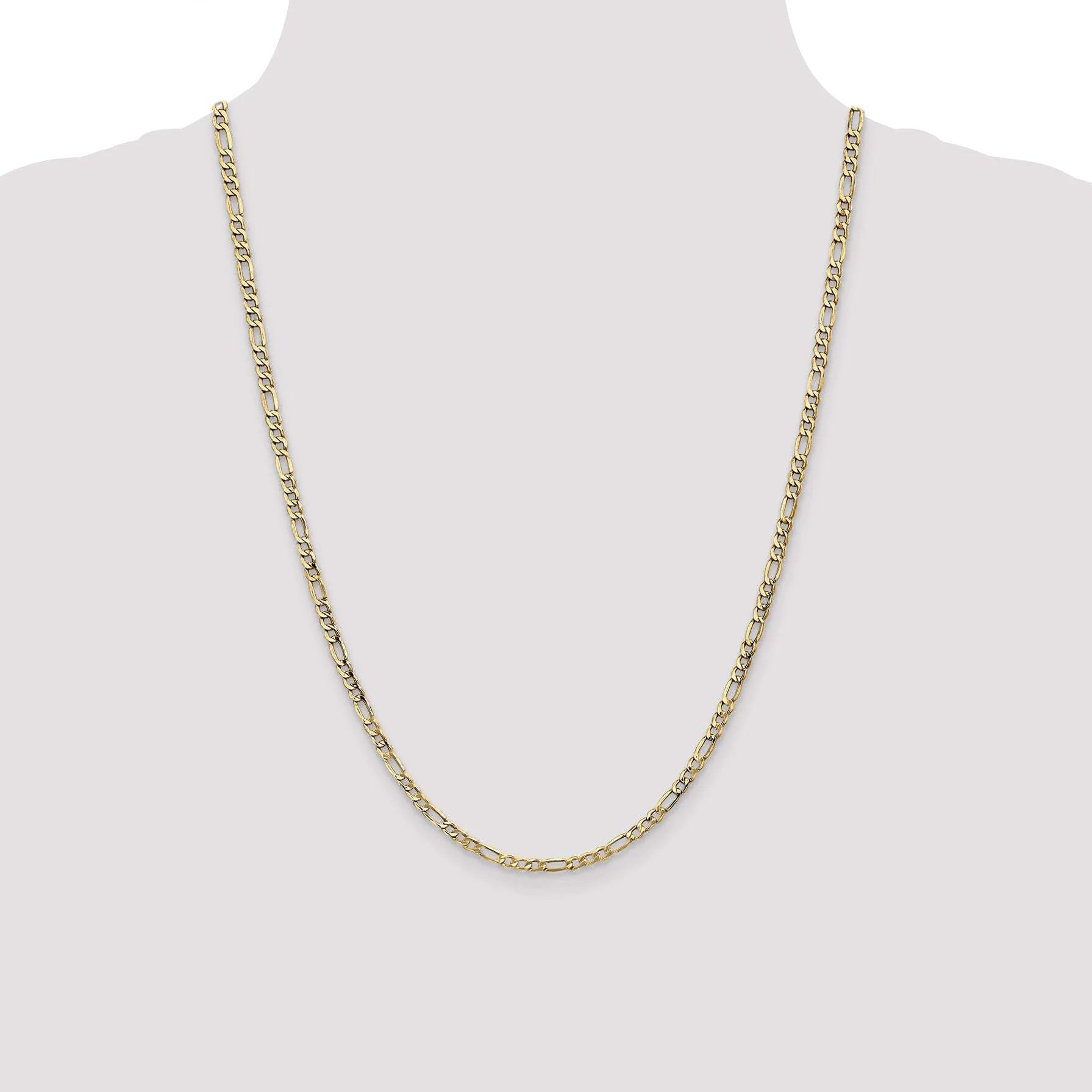 14 Karat Yellow Gold 3.5Mm Semi-Solid Figaro Chain