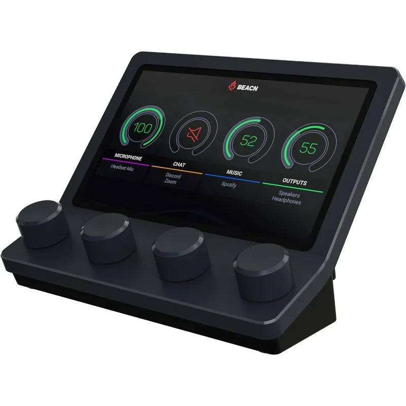 Windows and Macos Audio Mixer for Gaming or Work| 4-Channel Audio Control with 5" Full-Color Display & Precision Knobs