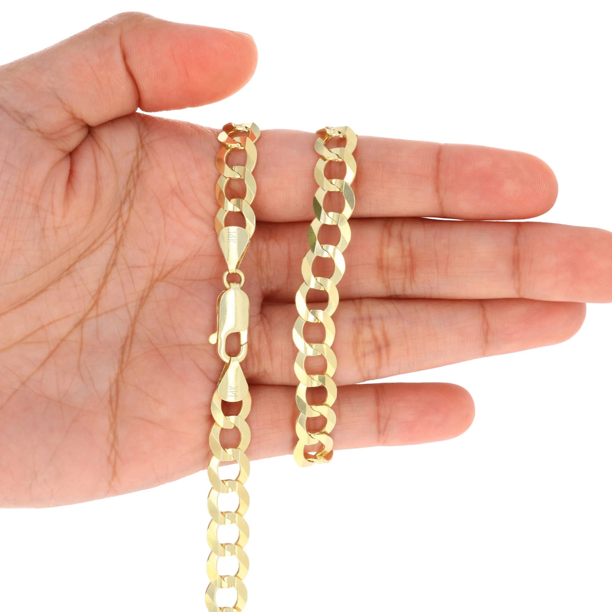 Luxurious 14K Solid Yellow Gold Cuban Curb Link Bracelet for Men - 8mm Width and Adjustable Length from 7" to 9" - Exquisite Italian Craftsmanship