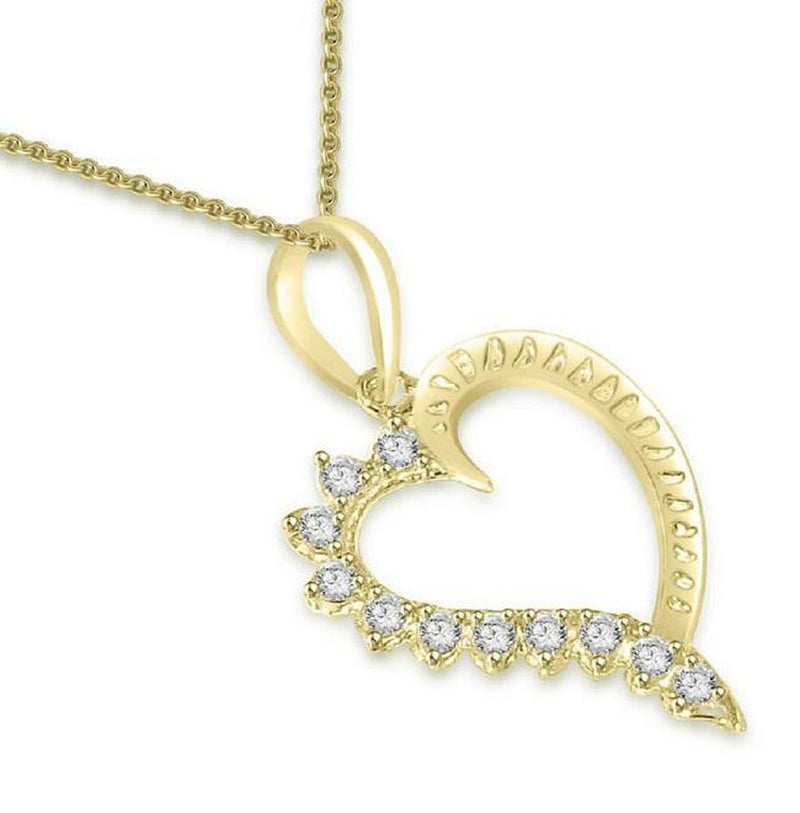 SI1 G 0.30 Ct Genuine Diamond Heart Pendant Necklace 14K Yellow Gold Appraisal