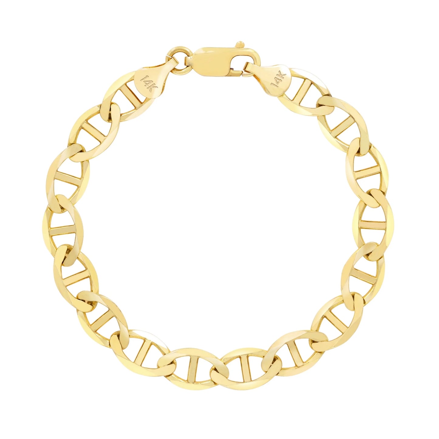 Exquisite 14K Solid Yellow Gold Mariner Chain Anchor Link Bracelet for Men - 6mm Width, 7"-9" Length, Italian Craftsmanship