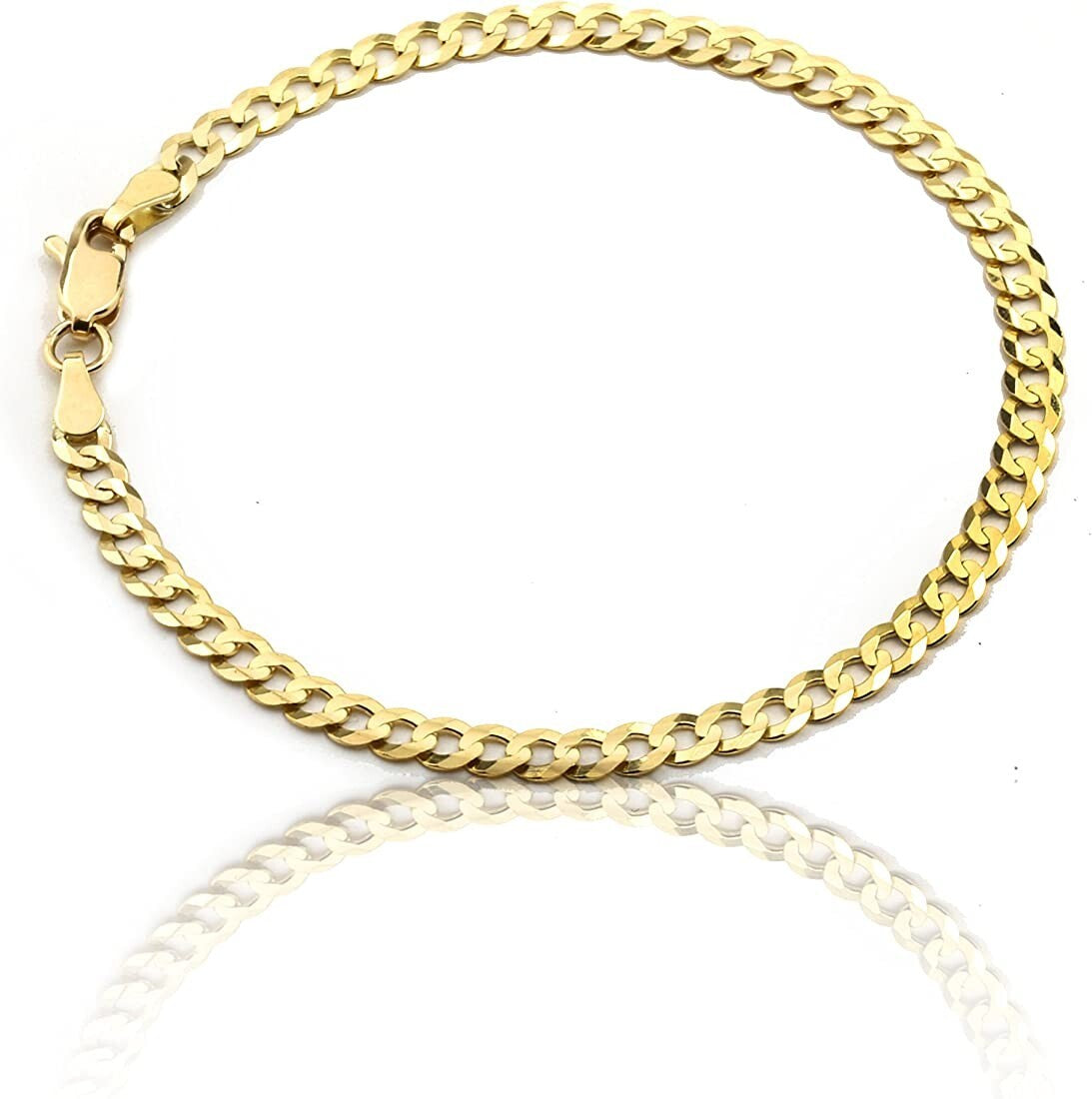 10K Yellow Gold Cuban Curb Chain Bracelet Anklet for Women 10" 2.5Mm
