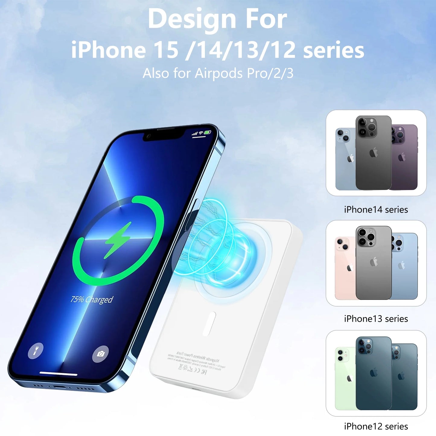 Magnetic Power Bank 10000mAh - Fast 22W Wireless Charger for iPhone 16/15/14/13/12 Series