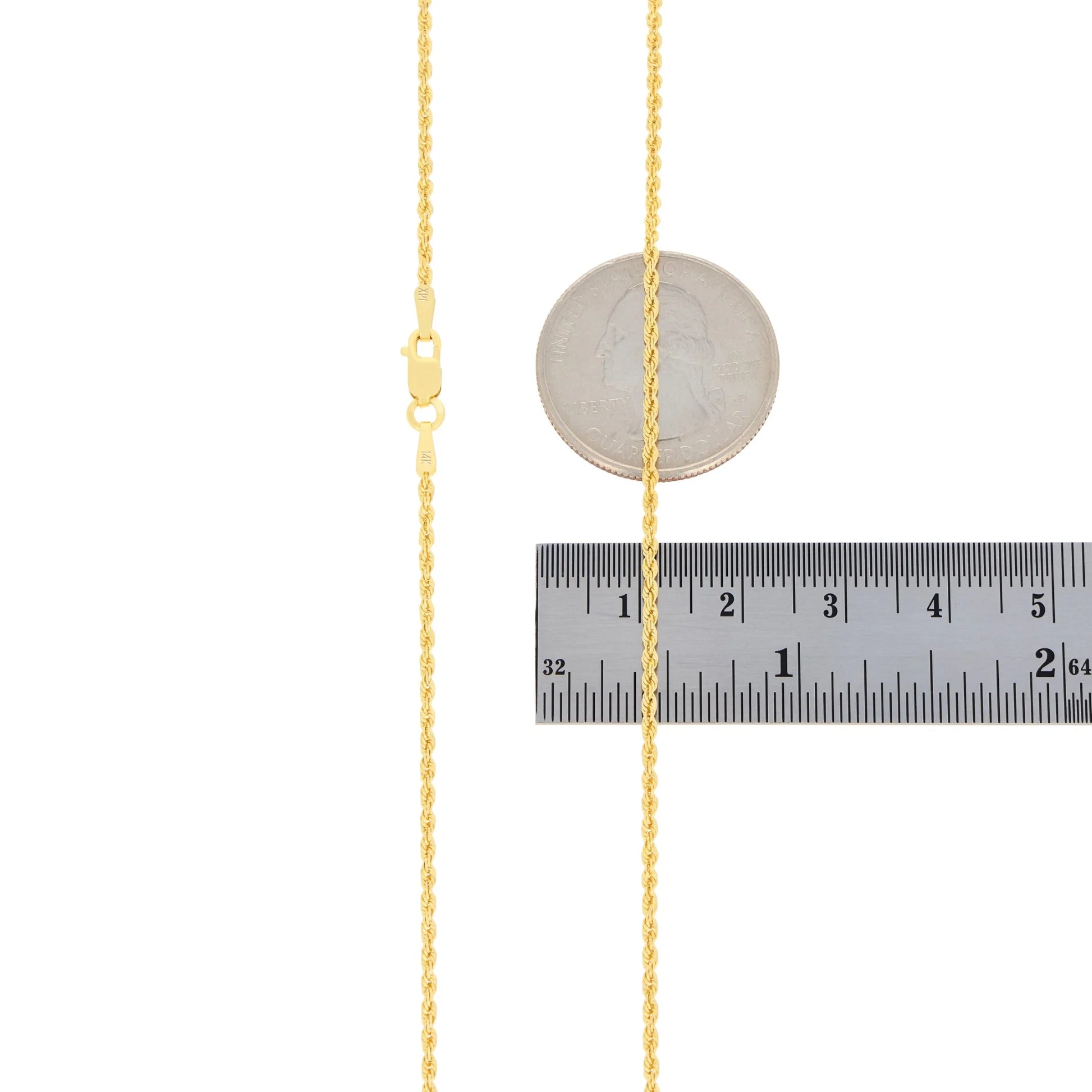 14K Real Yellow Gold 1.5Mm Solid Rope Chain Diamond Cut Bracelet or Anklet (7"-9") Italian Jewelry for Men & Women