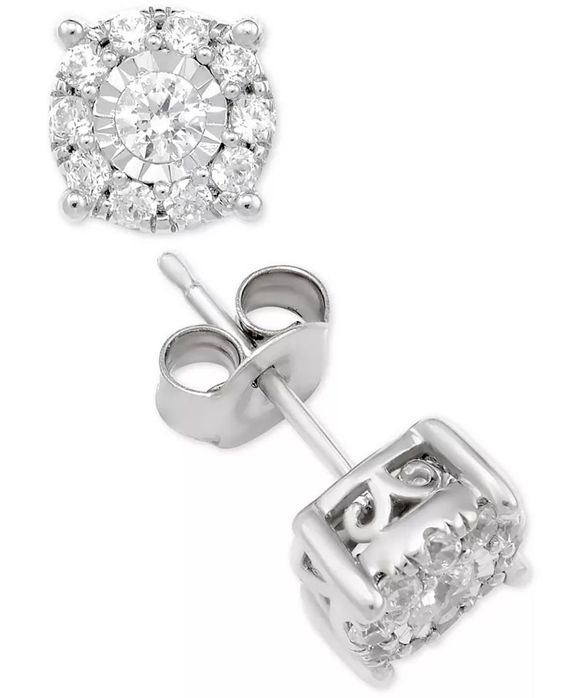 Diamond Halo Stud Earrings (1 Ct. T.W.) in 14K Gold, White Gold or Rose Gold