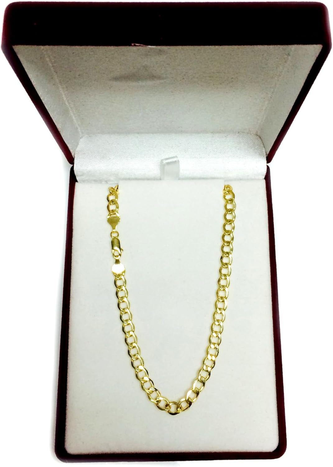 14K Yellow Gold Curb Hollow Chain Necklace, 5.5Mm