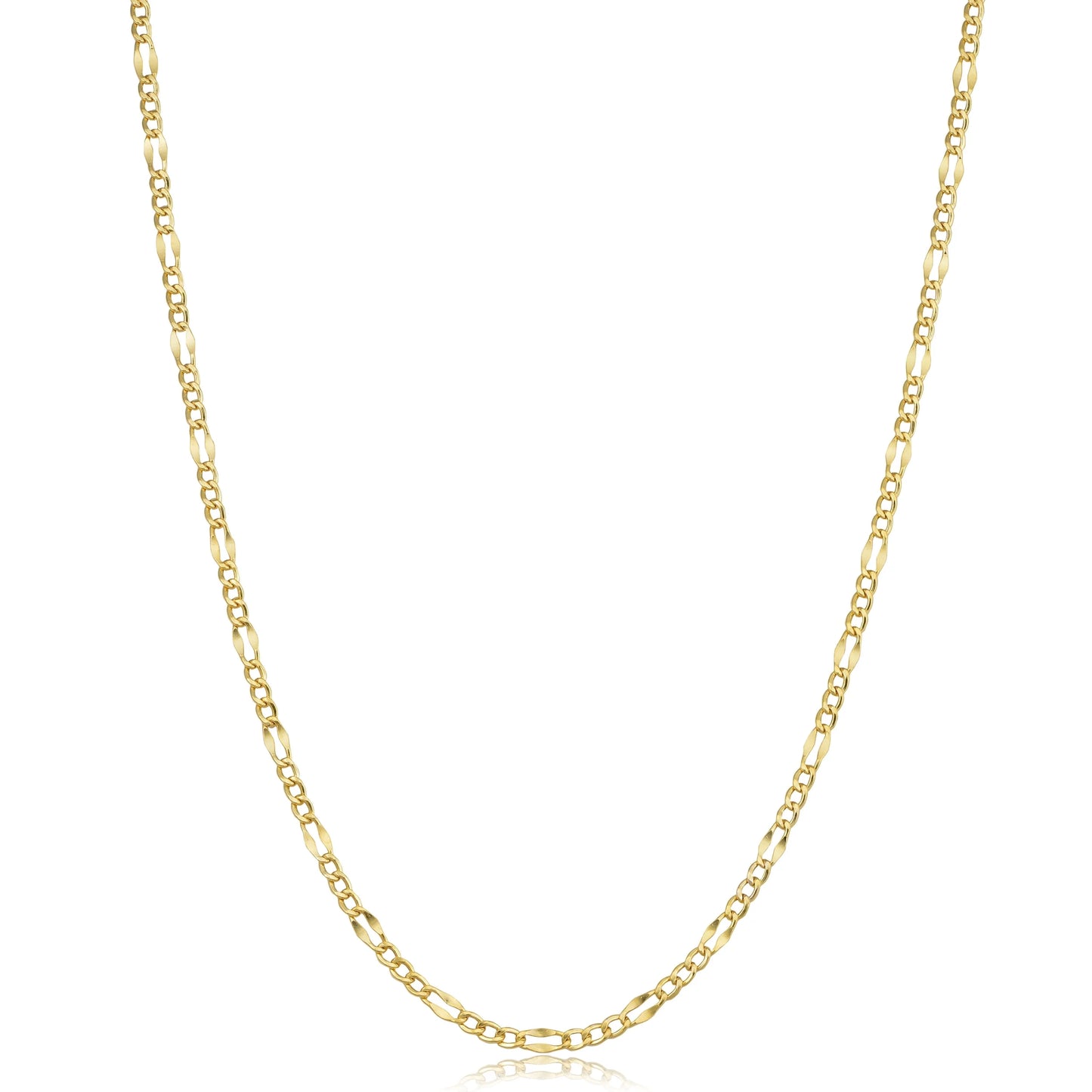 Kooljewelry 10K Solid Yellow Gold Figaro Link Chain Necklace (2.3 Mm, 18 Inch)
