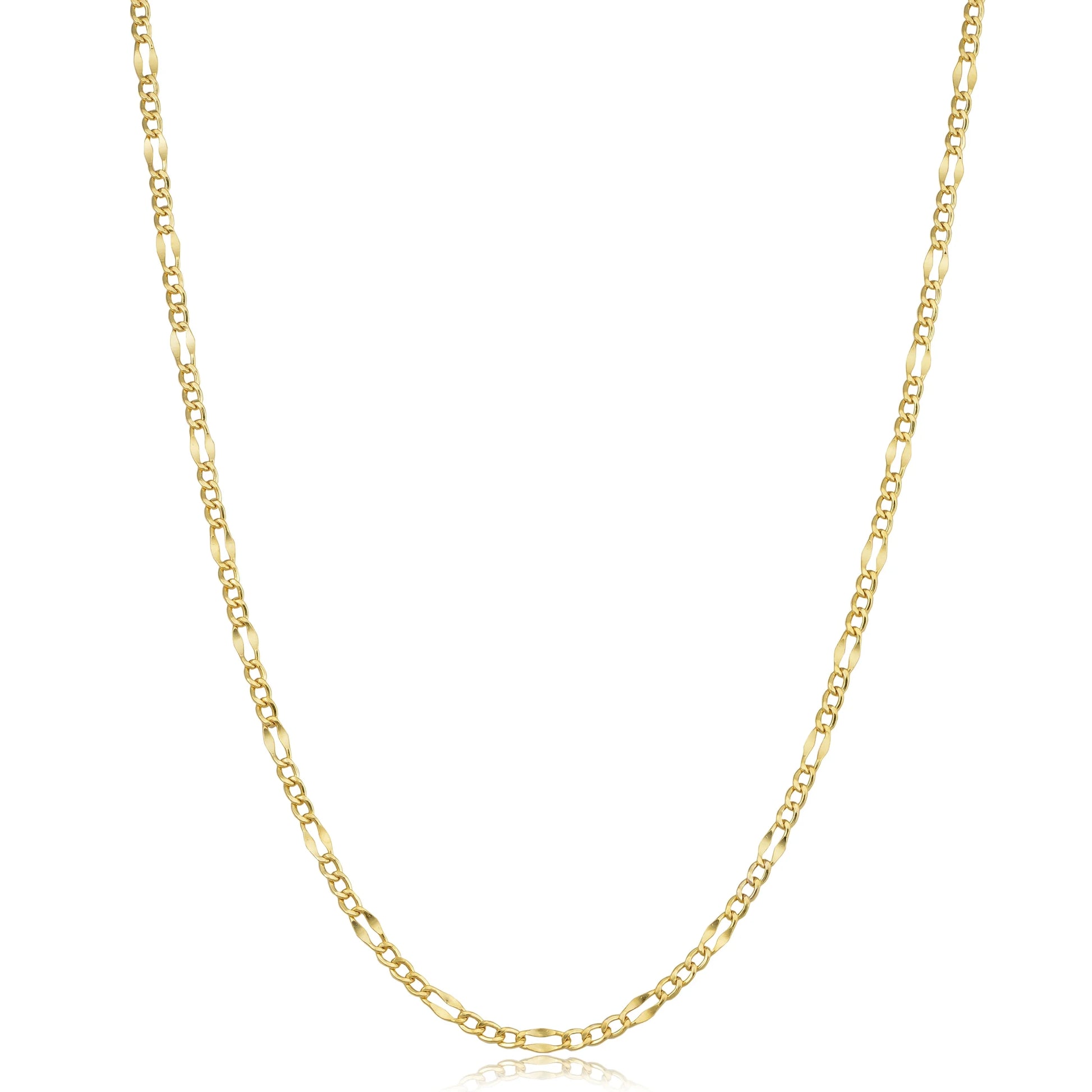 Kooljewelry 10K Solid Yellow Gold Figaro Link Chain Necklace (2.3 Mm, 18 Inch)