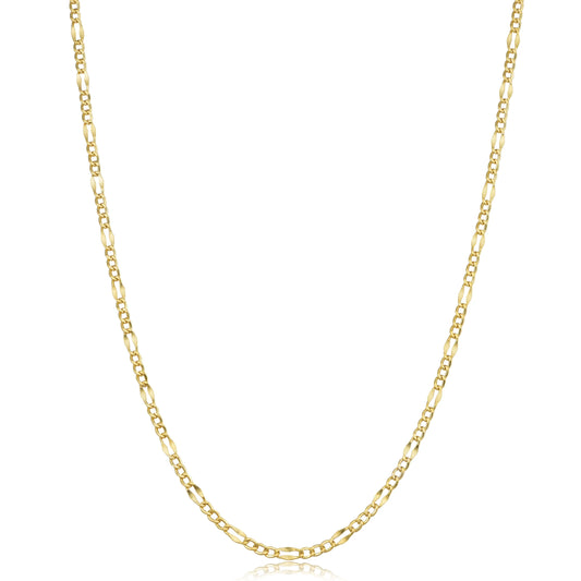 Kooljewelry 10K Solid Yellow Gold Figaro Link Chain Necklace (2.3 Mm, 18 Inch)