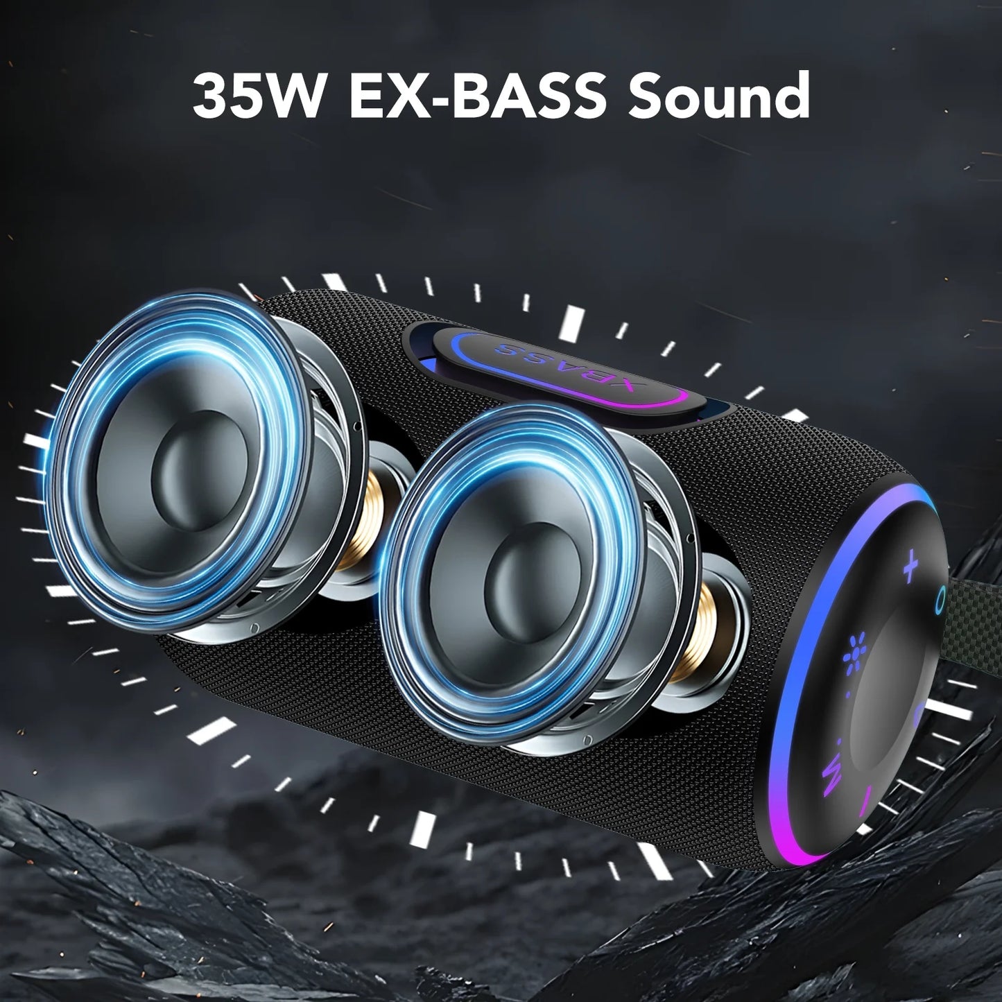 Experience Ultimate Sound with Our IPX7 Waterproof Portable Bluetooth Speaker - 35W Stereo Sound, 30 Hours Playtime, and Dynamic RGB Lights for Your Outdoor Adventures and Parties!