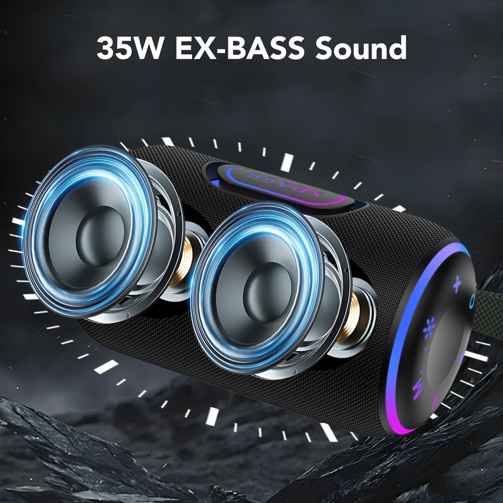Experience Ultimate Sound with Our IPX7 Waterproof Portable Bluetooth Speaker - 35W Stereo Sound, 30 Hours Playtime, and Dynamic RGB Lights for Your Outdoor Adventures and Parties!
