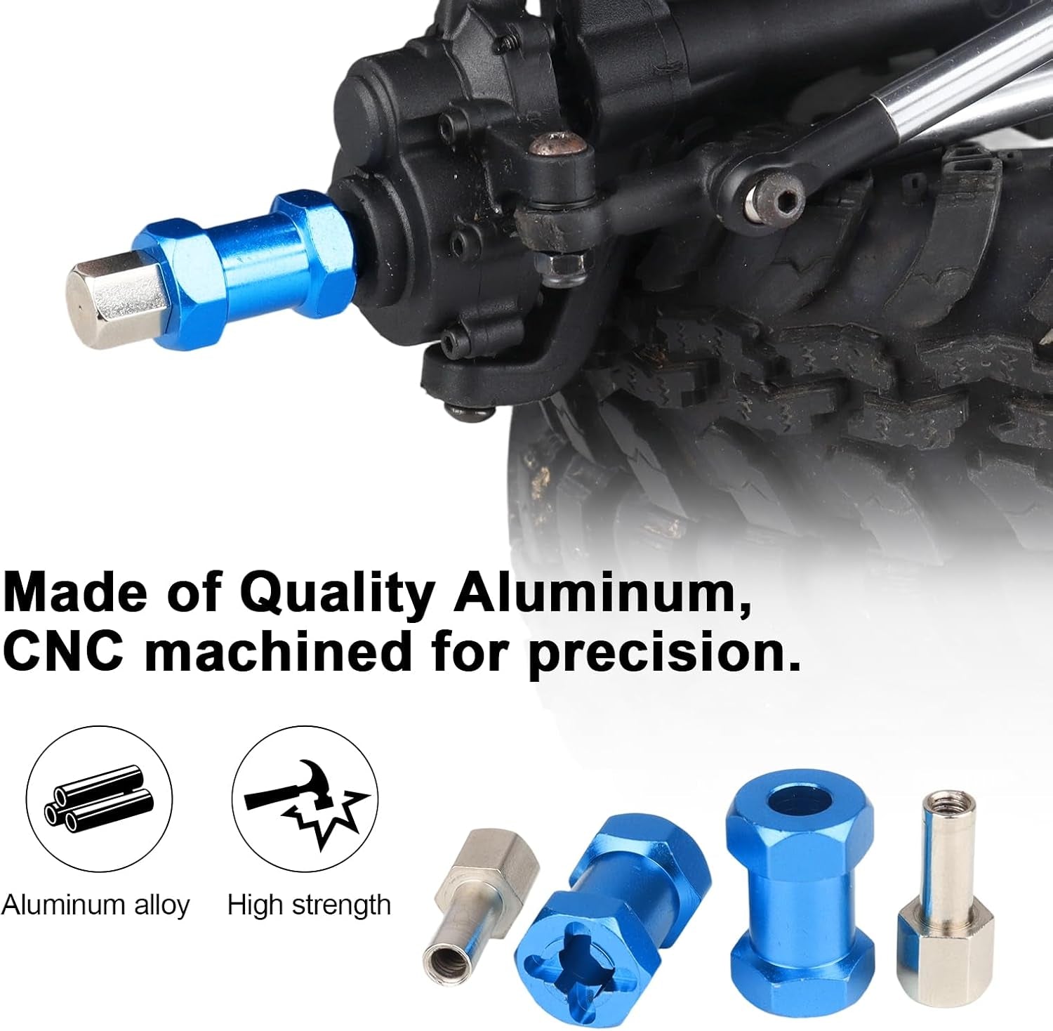 4-Pack  12Mm Wheel Hex Drive Hubs Combiner Coupler Aluminum 20Mm Offset Extension for 1/10 RC Crawler Car Parts (Blue)