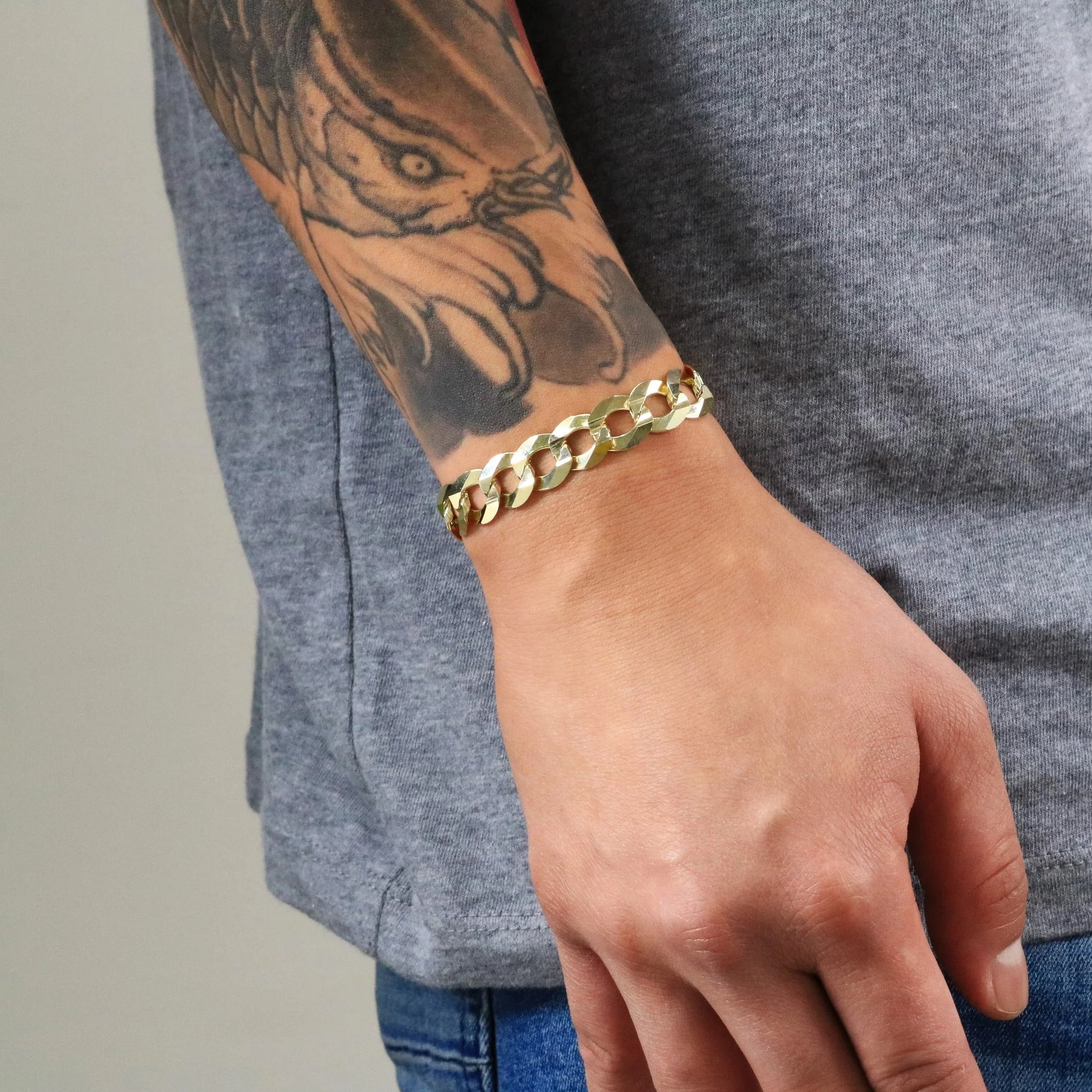 Exquisite 14K Solid Yellow Gold Cuban Curb Link Bracelet for Men - 11.5mm Width, 7.5"-9" Length, Italian Craftsmanship