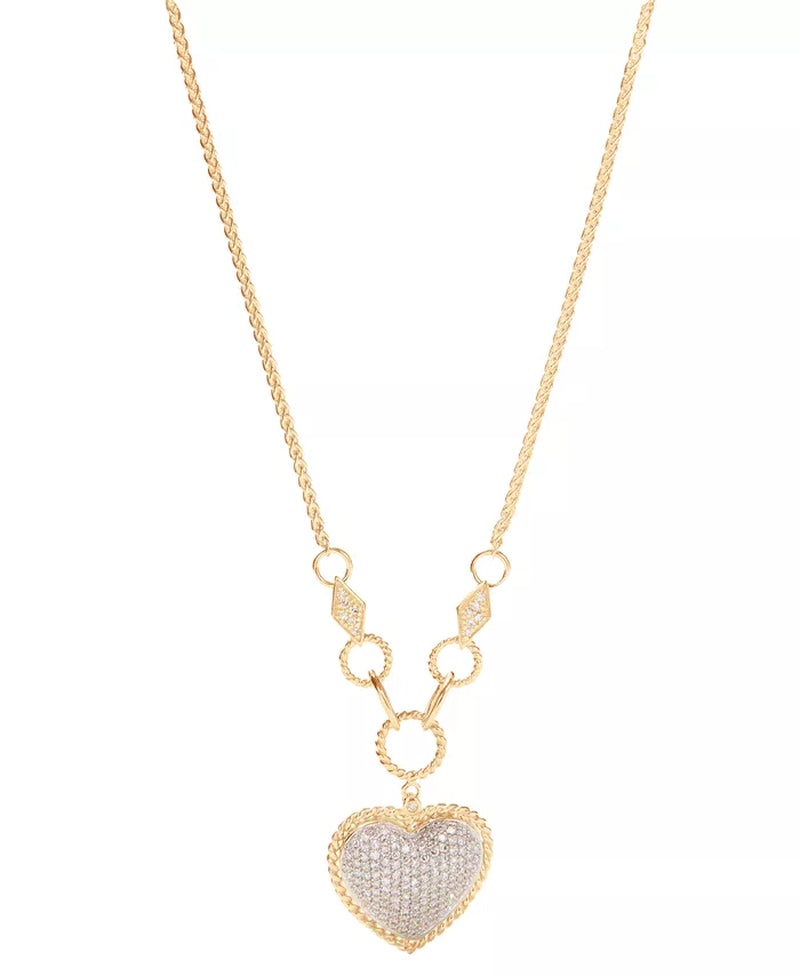 D'Oro by EFFY® Exquisite Diamond Pavé Heart Pendant in 14K Gold or Rose Gold - A Touch of Elegance with 3/4 Ct. T.W. Diamonds