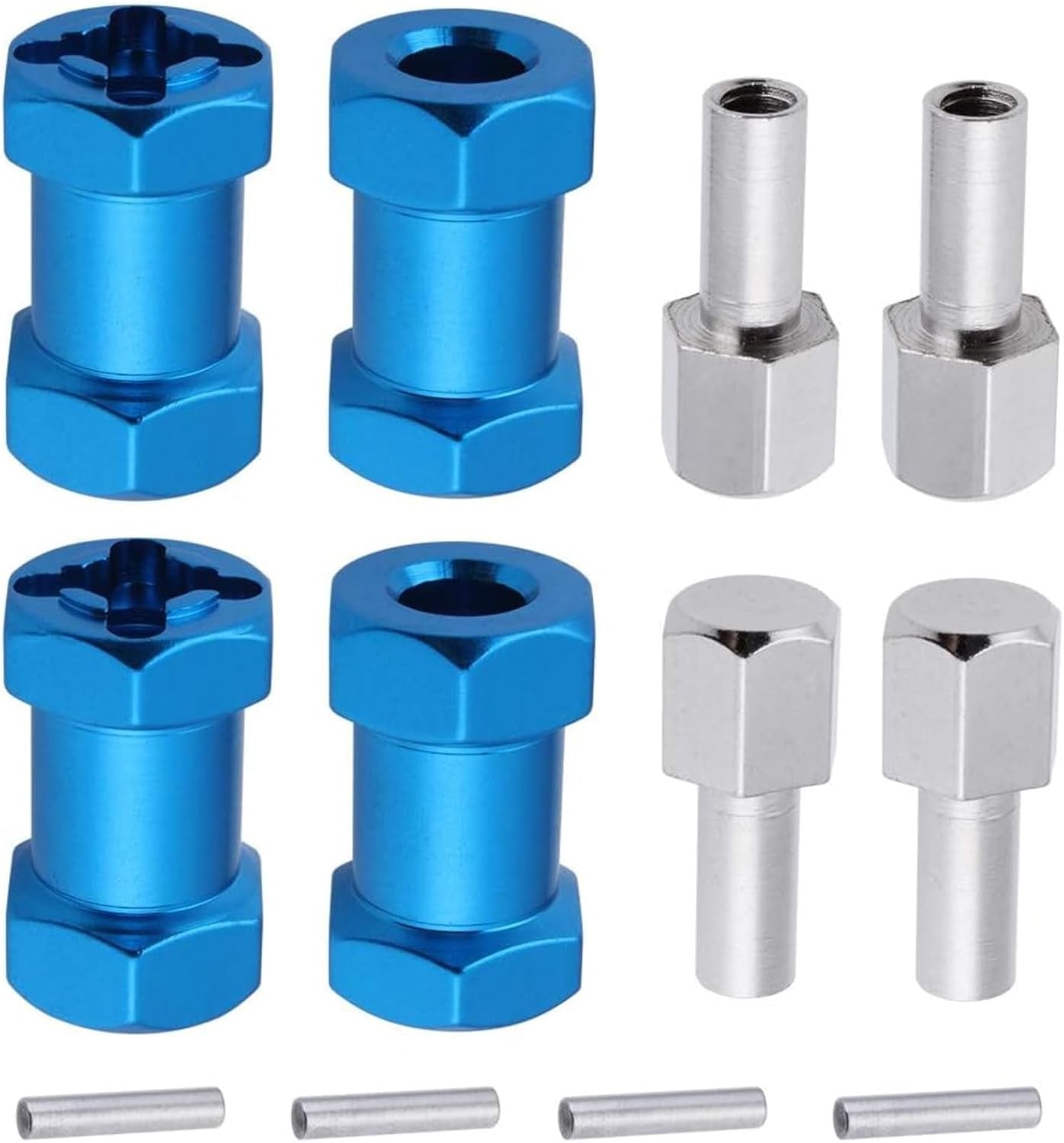 4-Pack  12Mm Wheel Hex Drive Hubs Combiner Coupler Aluminum 20Mm Offset Extension for 1/10 RC Crawler Car Parts (Blue)