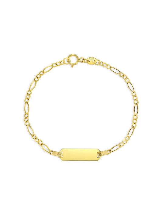 Engravable ID Figaro 5.5" Baby/Toddler/Kids Bracelet - 14K Gold