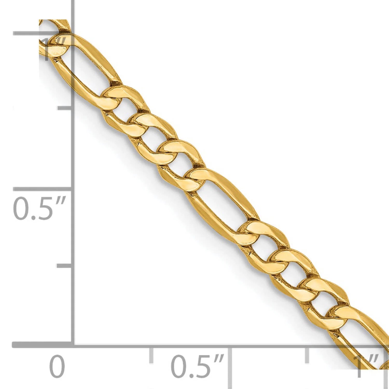 14 Karat Yellow Gold 3.5Mm Semi-Solid Figaro Chain