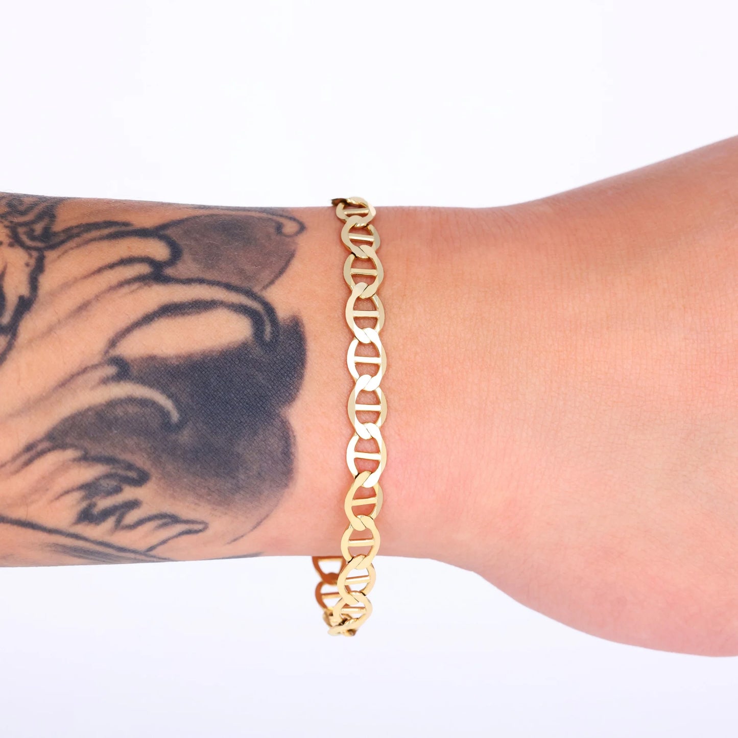 Exquisite 14K Solid Yellow Gold Mariner Chain Anchor Link Bracelet for Men - 6mm Width, 7"-9" Length, Italian Craftsmanship