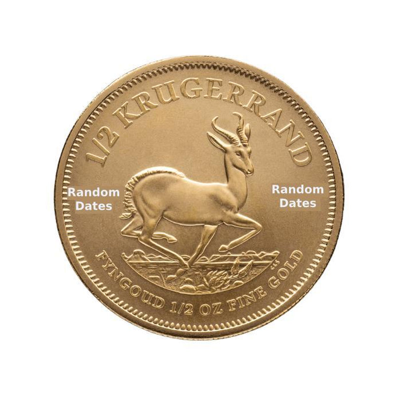 1/2 Oz Gold South Africa Krugerrand - Random Date Gold Coin #A679
