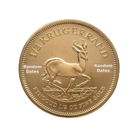 1/2 Oz Gold South Africa Krugerrand - Random Date Gold Coin #A679