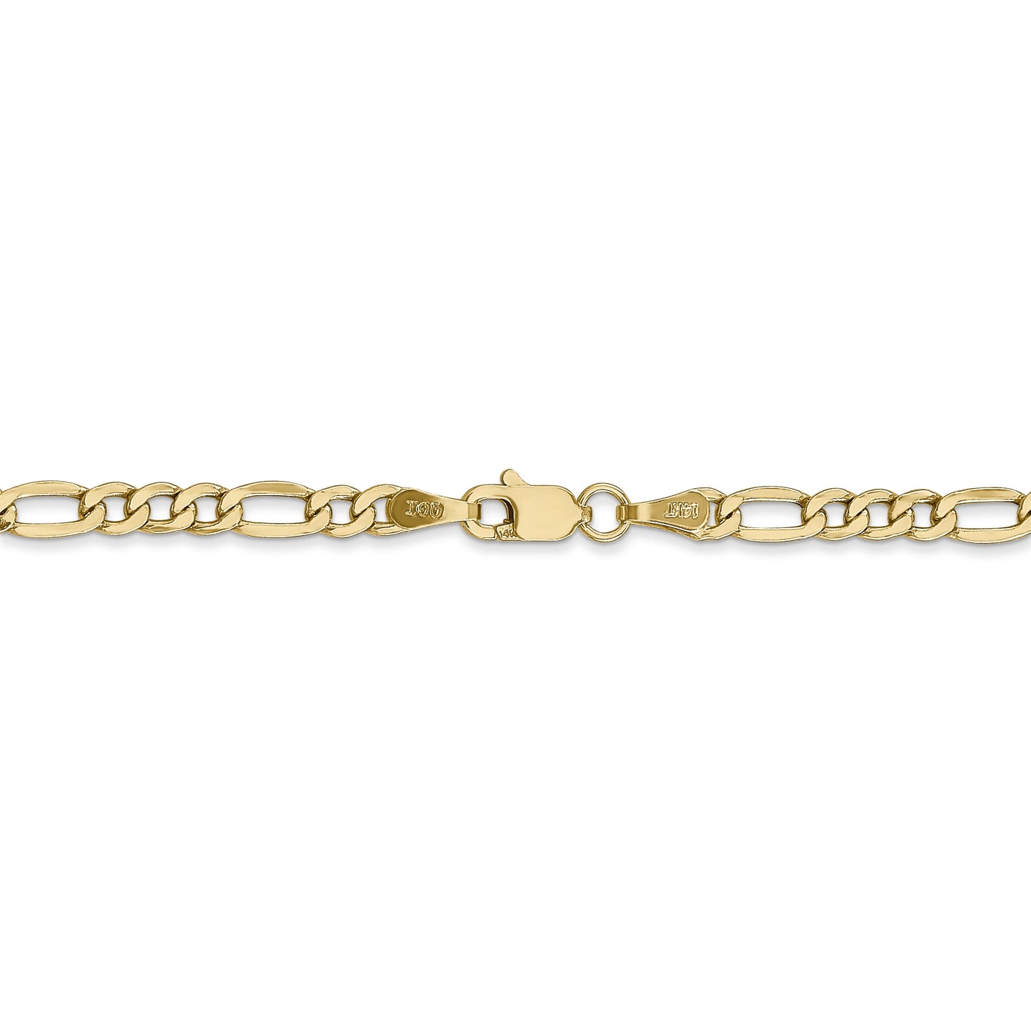14 Karat Yellow Gold 3.5Mm Semi-Solid Figaro Chain