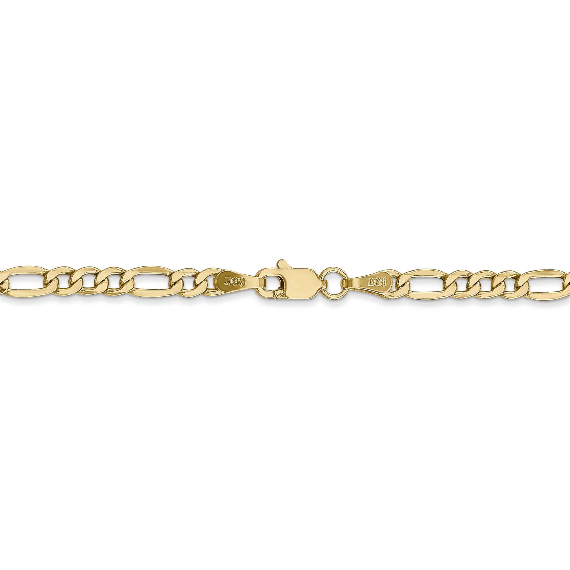 14 Karat Yellow Gold 3.5Mm Semi-Solid Figaro Chain