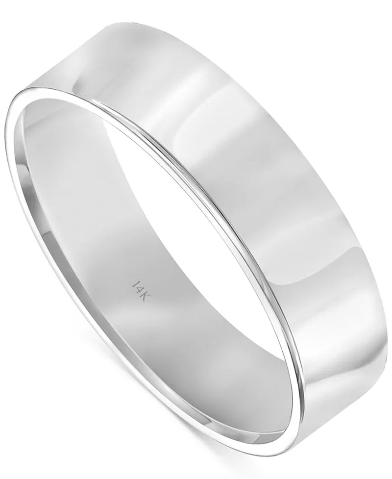 Elegant 14K Gold Men's Comfort Fit Wedding Band - Flat Profile Design