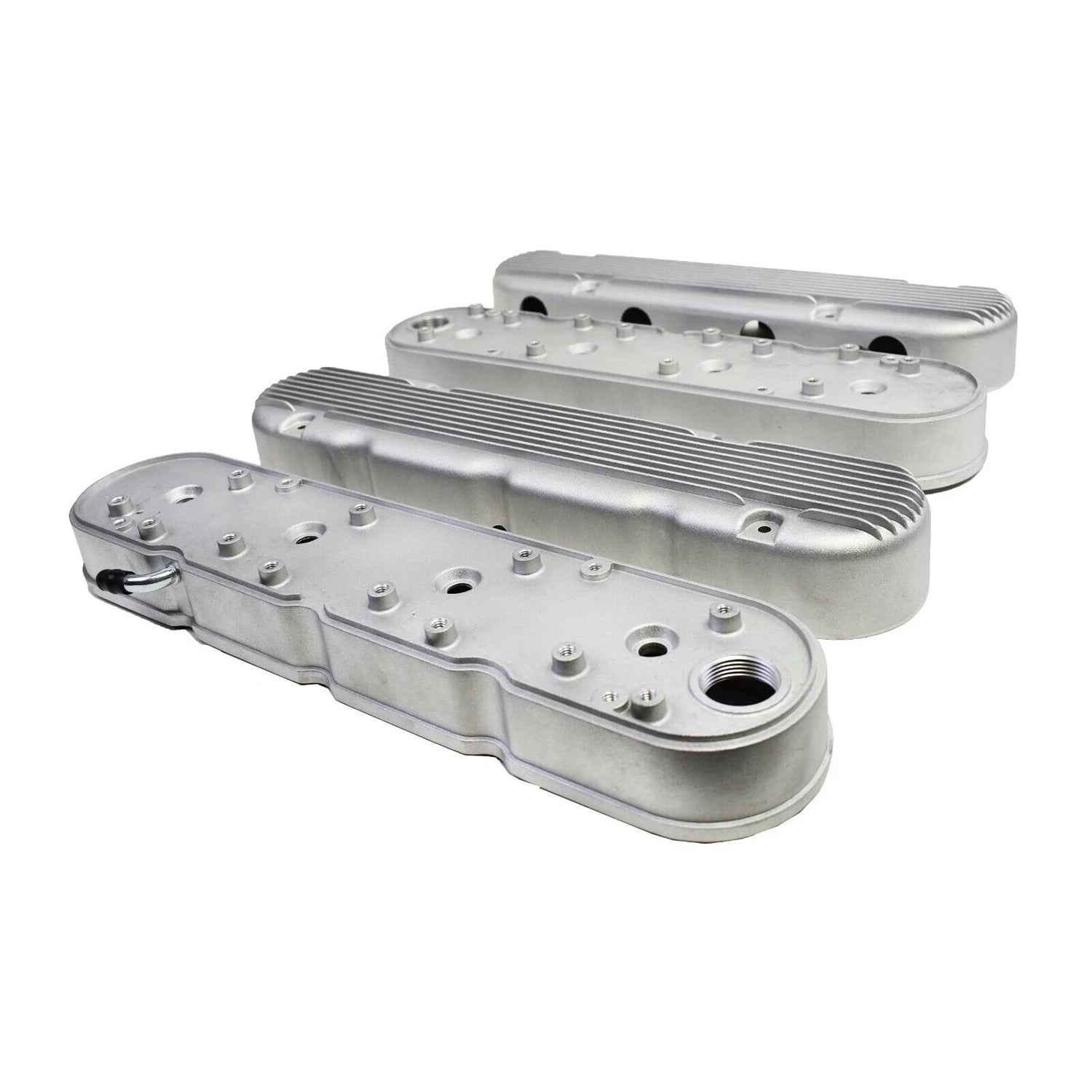 2PCS LS Silver Finned Coil Aluminum Valve Cover 241-181 for Chevrolet Small Block V8 GEN III/IV LS1 LS2 LS3 LS6 LS7 Car Parts