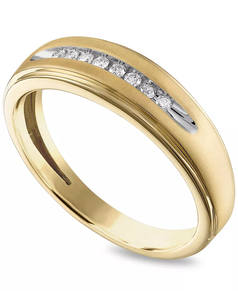 Men'S Diamond Band (1/10 Ct. T.W.) in 10K Yellow Gold or 10K White Gold