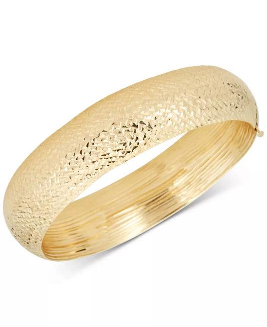 Diamond-Cut Wide Bangle Bracelet in 14K Gold