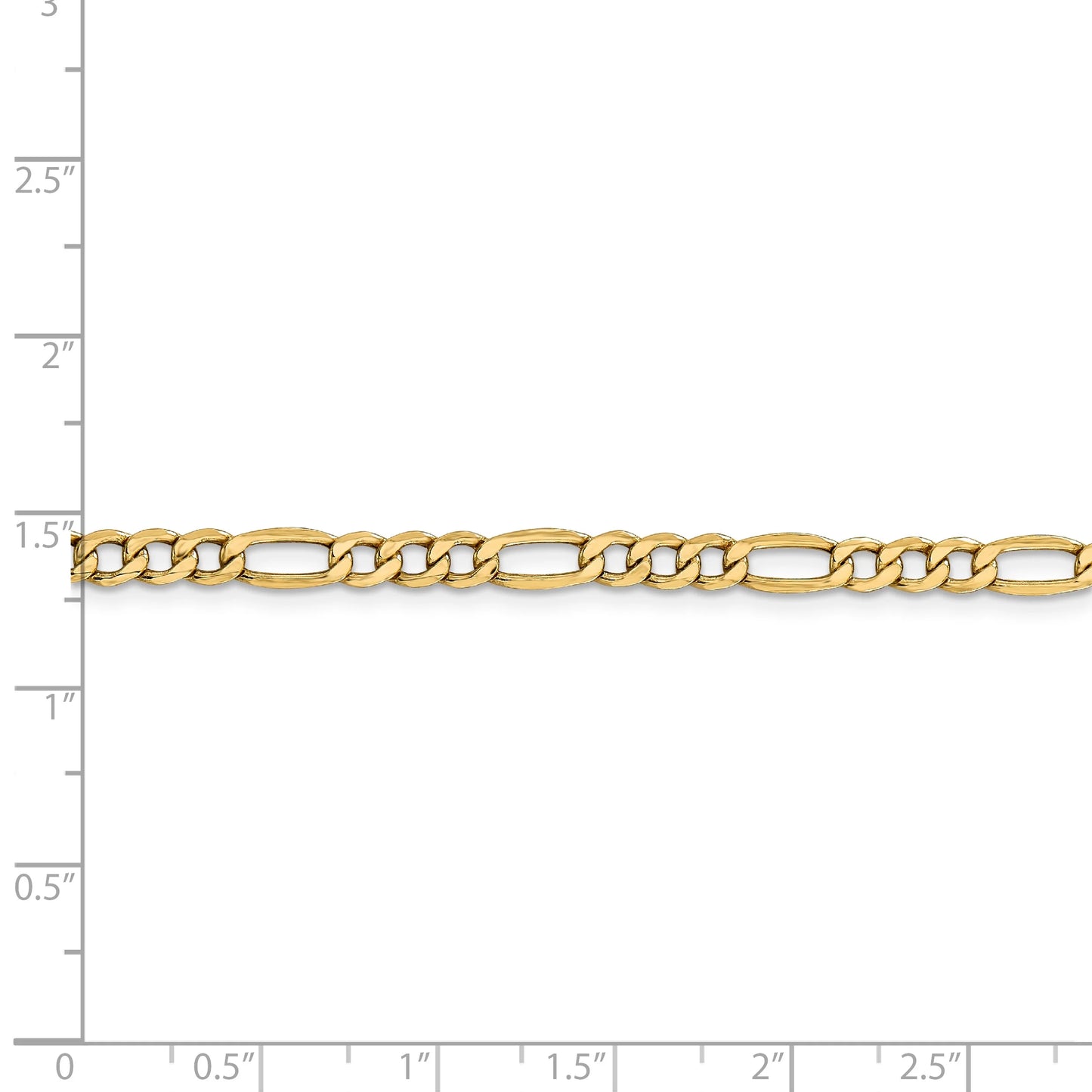 14 Karat Yellow Gold 4.75Mm Semi-Solid Figaro Chain