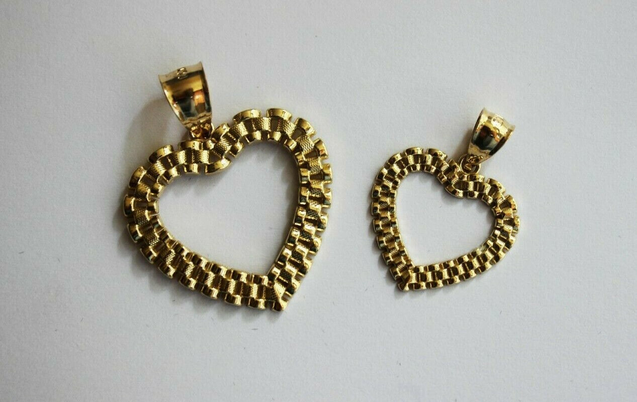 Stunning 10K Solid Yellow Gold Heart Pendants - Available in 2 Sizes!