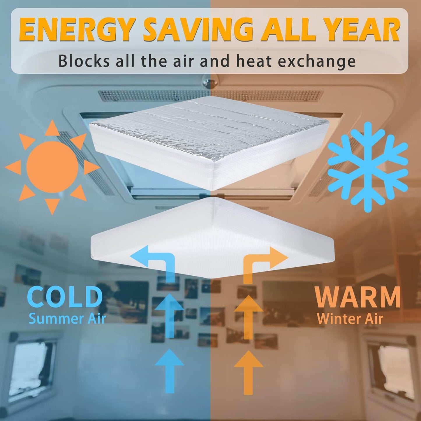 Stay Cool & Save Energy! 🌞✨ Universal 14"x14" RV Vent Insulator - 2 Pack Skylight Covers with Reflective Surface for Your RV/Camper! 🏕️🚐 #RVLife #EnergySavings