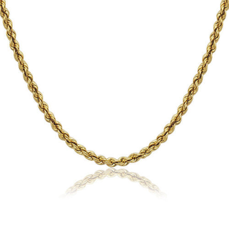 14K Solid Yellow Gold Rope Chain Necklace - 18" of Pure Luxury Guaranteed
