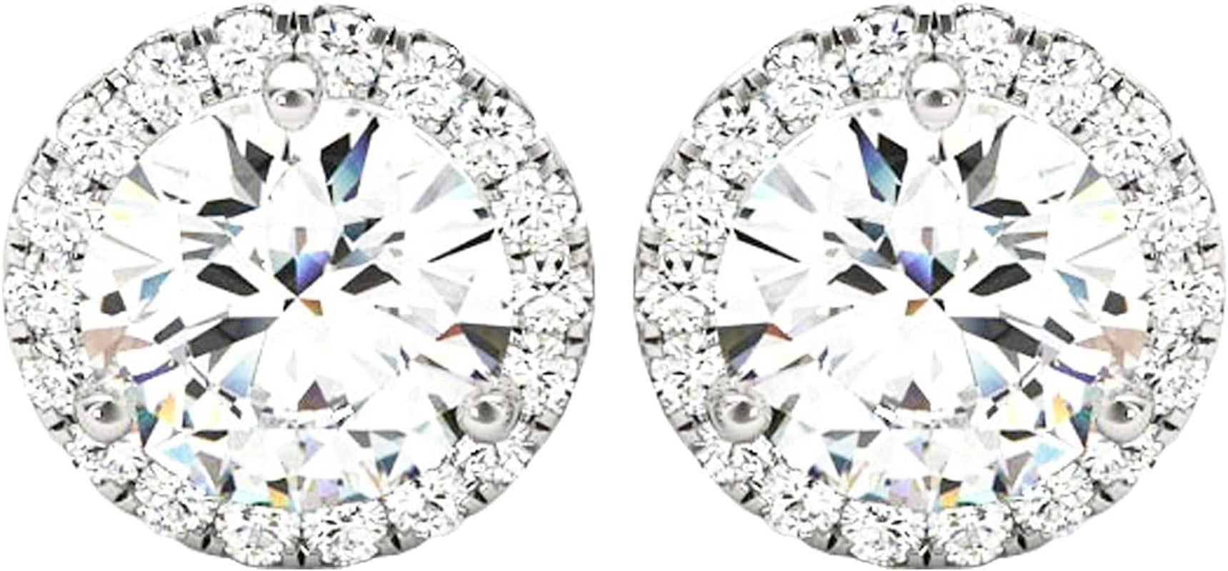 Stunning 1-5 Carat Round Halo Diamond Earrings in 14K Gold - Secure Screw Back Design