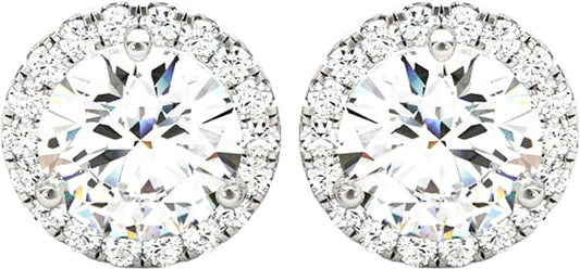 Stunning 1-5 Carat Round Halo Diamond Earrings in 14K Gold - Secure Screw Back Design