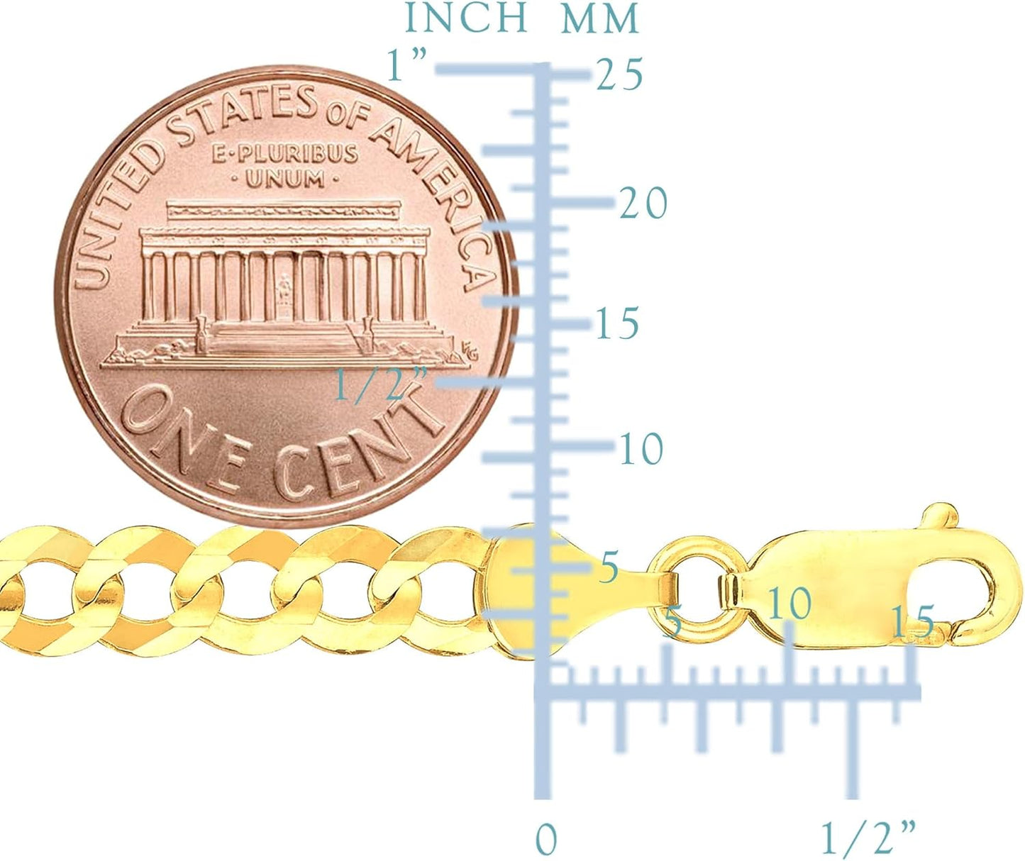 10K Yellow Gold Comfort Curb Chain Necklace, 5.7Mm