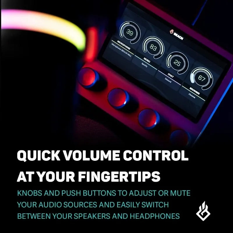 Windows and Macos Audio Mixer for Gaming or Work| 4-Channel Audio Control with 5" Full-Color Display & Precision Knobs