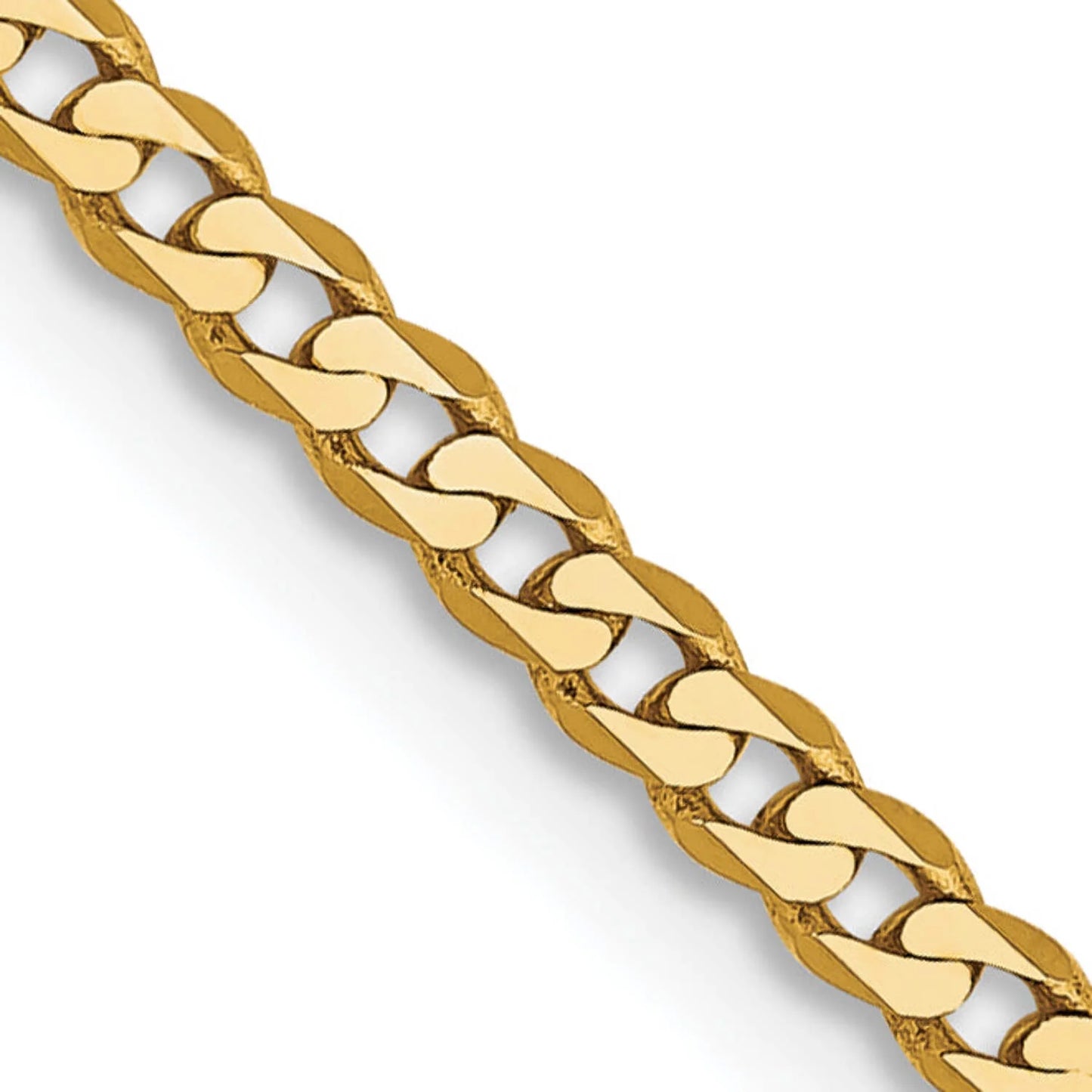 14 Karat Yellow Gold 2.2Mm Beveled Curb Chain